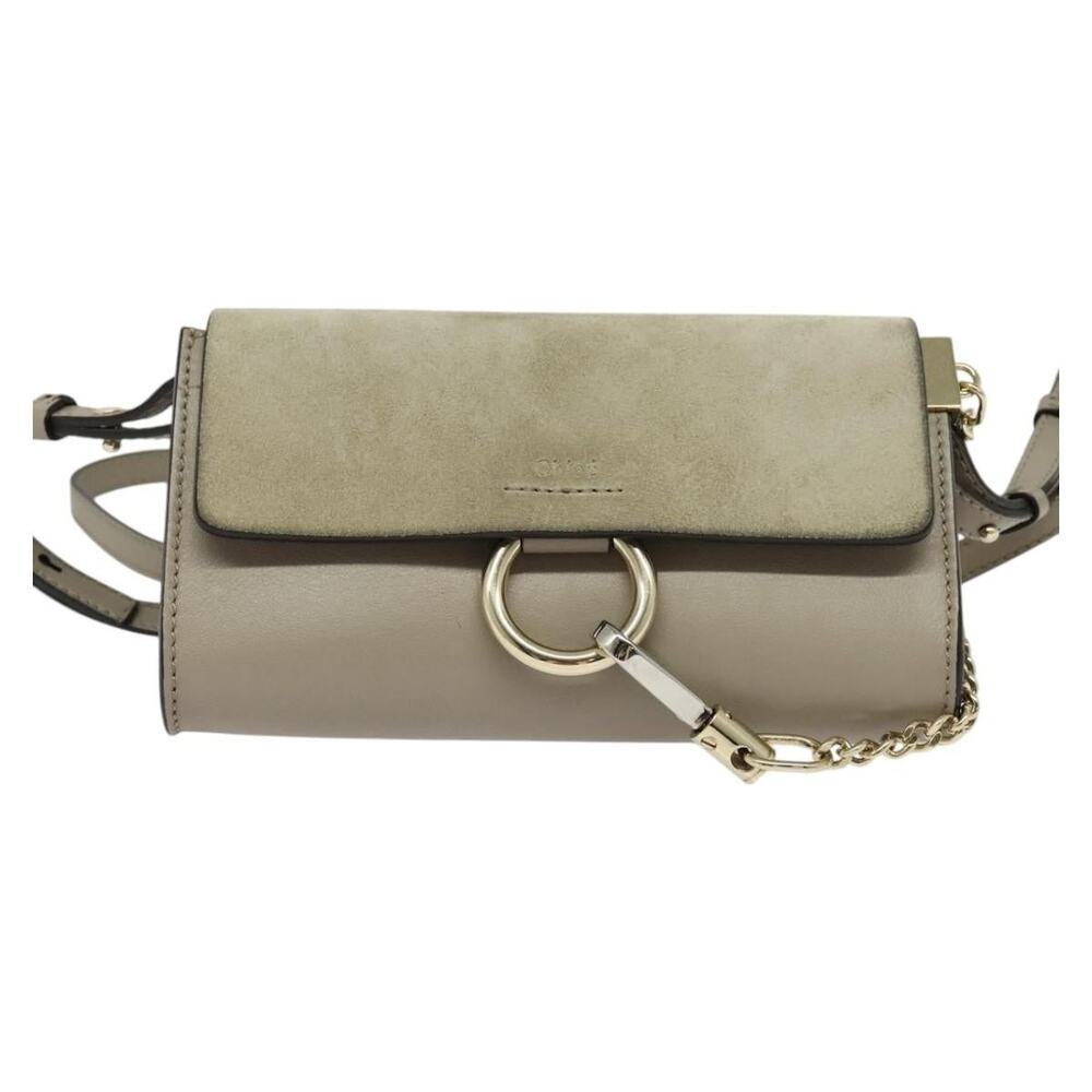 Chloe Suede Leather Fay Shoulder Bag Beige